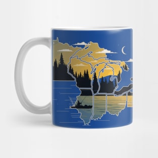 Great Lakes Sunset Kayak Fishing Original Great Lake States Mug